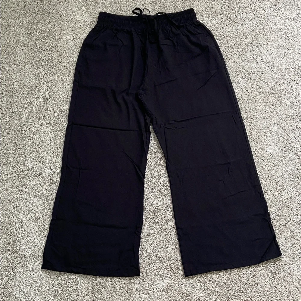 Lotus and Luna • Black Wide Leg Drawstring Pants